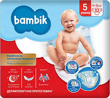 Підгузки дитячі одноразові Bambik Medium розмір 5 JUNIOR 7-18 кг 32 шт