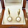 Золотий комплект прикрас з перлинами та діамантами сережки підвіска каблучка, фото 3