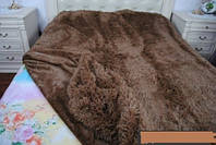 Ворсистое покрывало на кровать двуспальное евро East Comfort - коричневый цвет