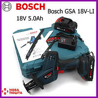 Акумуляторна шабельна пила Bosch GSA 18V-LI C (18V 5.0 Ah). Акумуляторна електроніжка для дерева Бош