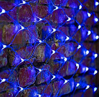 Однотонная новогодняя гирлянда сетка 300 ламп 2х2 м Синяя, Светодиодные гирлянды занавес с контроллером