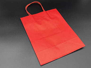 Крафтові подарункові пакети паперові з ручками Колір червоний. 21х27х11см