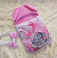 Конверт спальник для новорожденных девочек на выписку, розовый