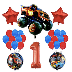 Набір куль у стилі Вспиш із цифрою  ⁇  червоний