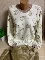 Пижама женская молодежная стильная теплая кофейная , размеры 42-54