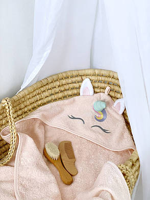 Рушник з капюшоном-вуглцем рожевий Єдиноріг, фото 2