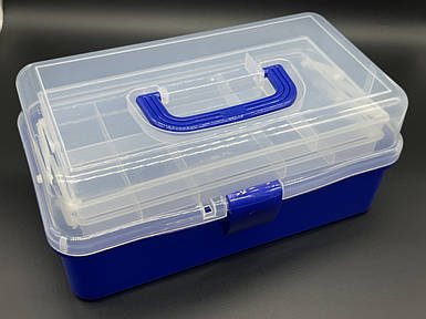 Органайзер пластиковий для зберігання з комірками великий 320х190х145 мм з прозорою кришкою