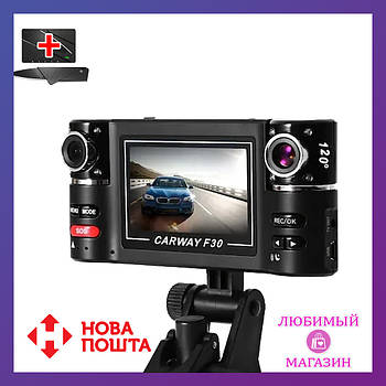 Автомобільний відеореєстратор на 2 камери F30 HD Відеореєстратор з камерою салону