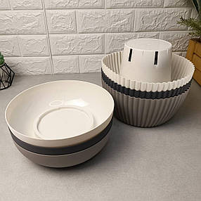 Вазон для кімнатних рослин з дренажною вставкою 17см Бохо Алеана Біла троянда, фото 2