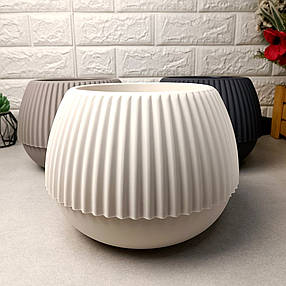 Вазон для кімнатних рослин з дренажною вставкою 17см Бохо Алеана Біла троянда, фото 3