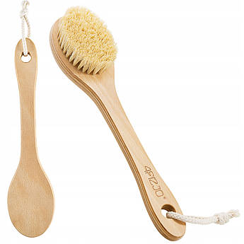 Щітка для сухого масажу тіла 4FIZJO з натуральним ворсом та дерев'яною ручкою 4FJ0348 .