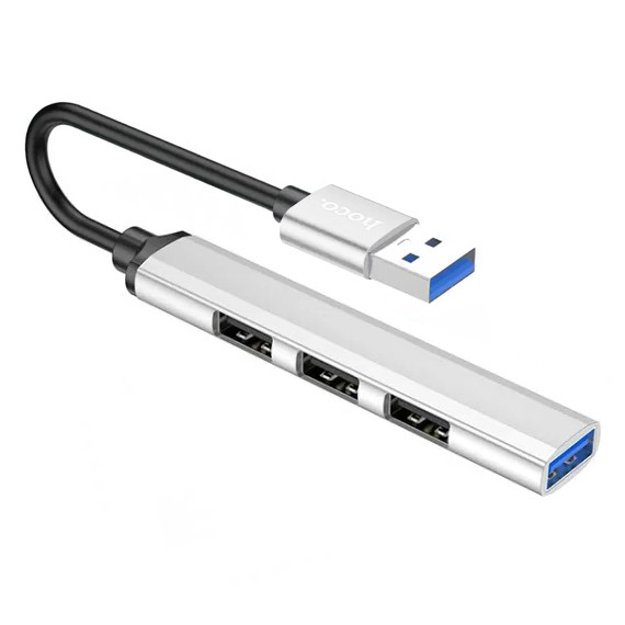 Хаб (концентратор) Hoco HB26 USB 3.0 на 4 USB Silver (99140)