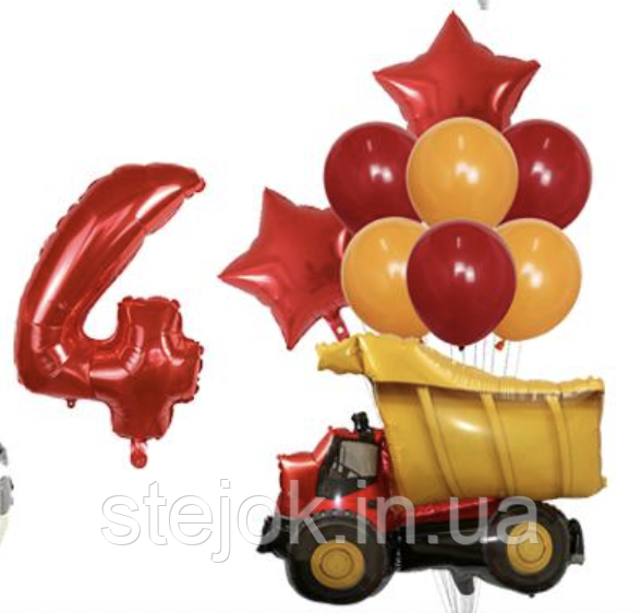 Набір куль латексних і фольгованих Камаз із цифрою || чорний, фото 1