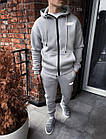 Чоловічий зимовий спортивний костюм бежевий на блискавці з капюшоном ⁇ Комплект толстовка та штани на флісі, фото 3
