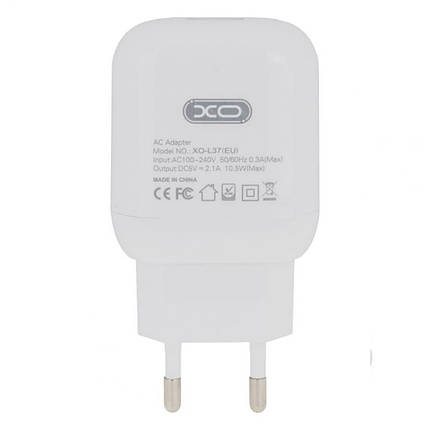 Зарядний пристрій XO-L37(EU) USB 2.1A Білий, фото 2
