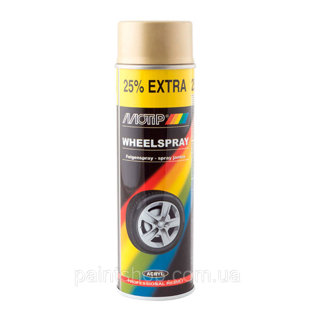 Фарба аерозольна для дисків Motip Wheelspray Золото 500 мл, фото 1