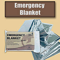 Аварийное термоодеяло Rhino Зеленое/Серебро, KHAKI 160x210cm. Emergency Blanket