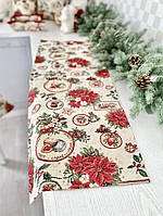 Гобеленовый новогодний наперон раннер ранер дорожка на стол 45 х 140 см Limaso скатерть-дорожка NAT-37