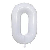Кулька цифра 0 фольгована 32 дюйма білий