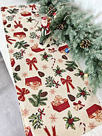 Гобеленовый новогодний наперон раннер ранер дорожка на стол 37 х 100 см Limaso скатерть-дорожка SPARKLE-37