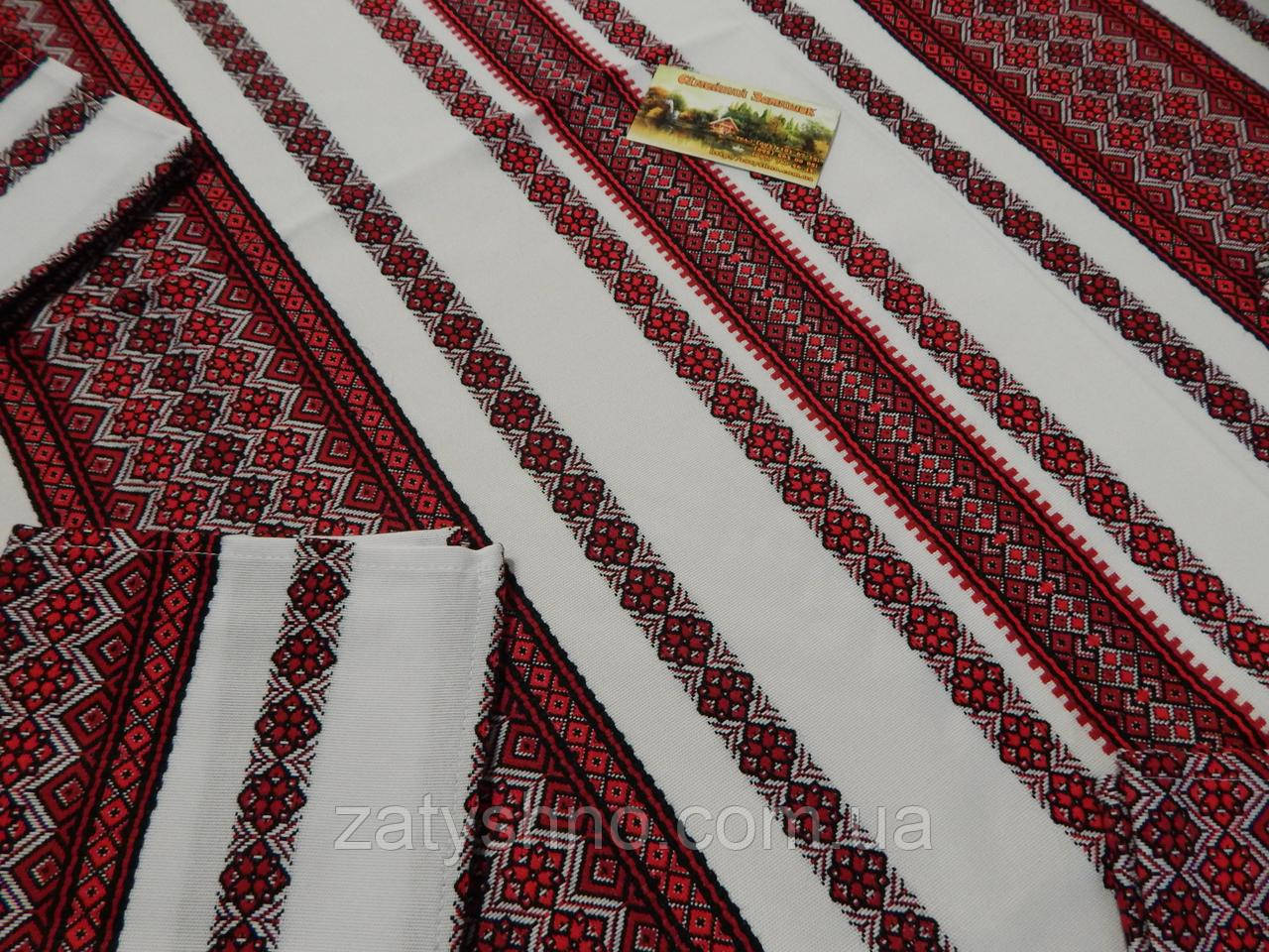Красная скатерть вышитая в украинском стиле - фото 9 - id-p1714444336