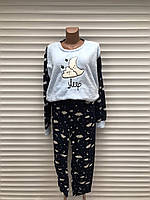 Пижама женская теплая, пижамка махровая большие размеры для женщин со штанамии, размер 2XL, 3XL, 4XL, Fancy