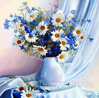 Діамантова вишивка. Картина на підрамнику "Літня ніжність", 30х30 см, квадратні стрази, фото 1