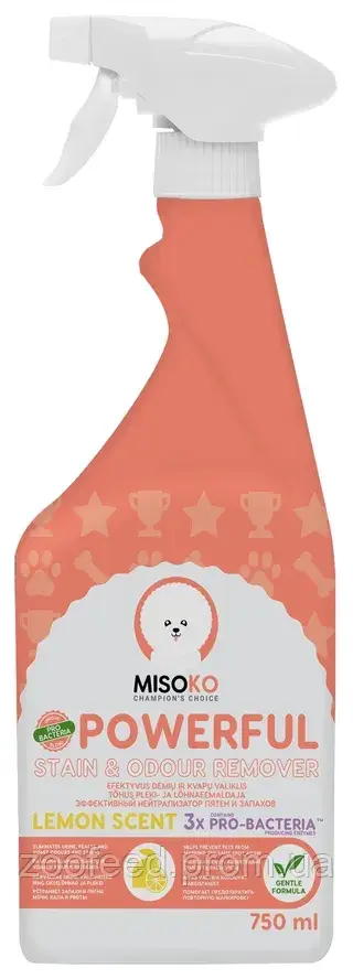 Зоогигиеническое средство для удаления запахов и пятен MISOKO dog stain and odour remover with scent of lemon - фото 1 - id-p1714487830