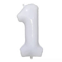 Кулька цифра 1 фольгована 32 дюйма білий