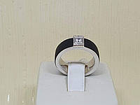 Золотое кольцо с каучуком и фианитом. Артикул 900628В 17