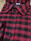 Чоловіча фланелева сорочка в клітинку, бордово-чорна, фото 2