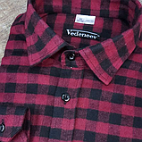 Чоловіча фланелева сорочка в клітинку, бордово-чорна, фото 3