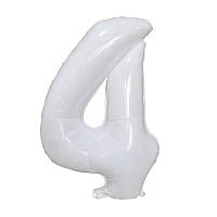 Кулька цифра 4 фольгована 32 дюйма білий