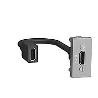 Розетка HDMI, 1 модуль алюминий UNICA NEW NU343030