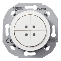 Четырехклавишный кнопочный переключатель с подсветкой (400 mA) RENOVA белая, Schneider Electric,WDE011072