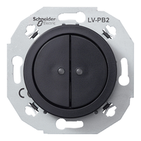 Двухклавишный кнопочный переключатель с подсветкой (400 mA) RENOVA черная, Schneider Electric,WDE011271