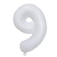 Кулька цифра 9 фольгована 32 дюйма білий