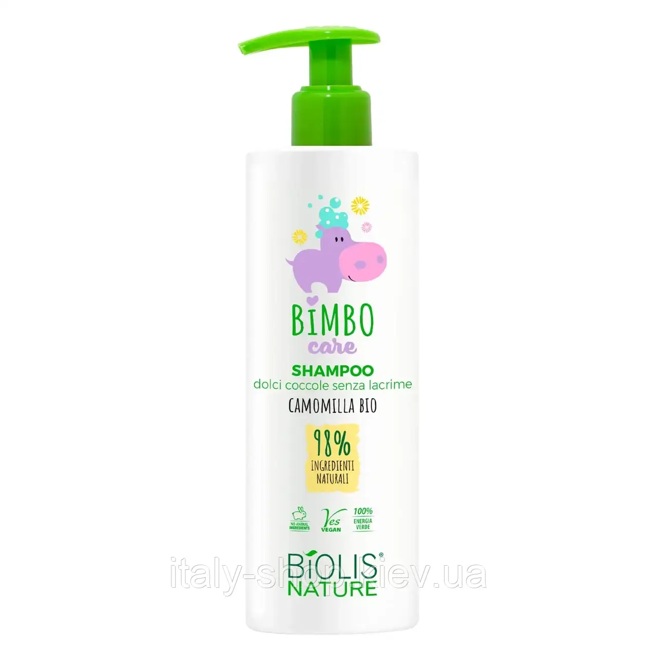 BIOLIS NATURE–98% натуральних інгредієнтів! Шампунь для немовлят та старших діток Shampoo Bimbo Camomilla Bio 400 мл Італія
