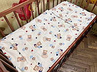 Детское теплое байковое сменное постельное белье в кроватку 3 в 1, наволочка, пододеяльник, простынь