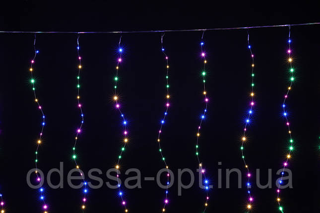 Xmas гірлянд (Штора) 2M*2M) 160 led M-9 Мультикольорова Copper) на мідному дроті+з'єднувач, фото 2