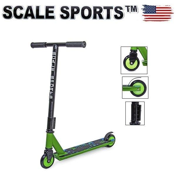 Дитячий трюковий двоколісний самокат Scale Sports Turbo Зелений