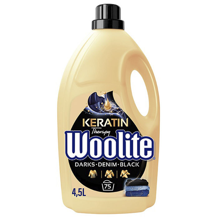 Гель для прання Woolite Keratin Therapy 4,5 л для чорних та темних тканин для прання в машині автомат