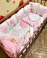 Комплект детского постельного белья Принт Зефирка, бортики подушки в кроватку, коса, простынь на резинке