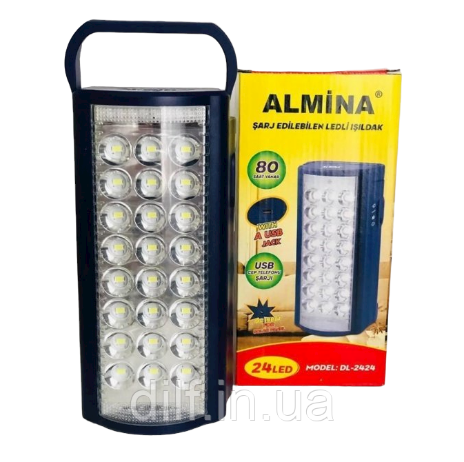 LED-ліхтар світлодіодний з повербанком ALMINA DL-2424 вбудований акумулятор 30000 mAh, фото 1