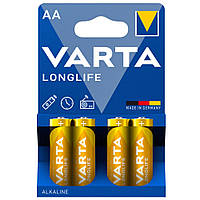 Батарейка щелочная Varta Longlife Alkaline LR6 AA пальчиковая, блистер 4 шт.