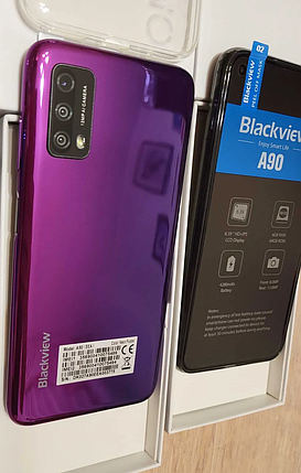 Смартфон Blackview A90 Purple 4/64Гб NFC And11 Helio P60 4250мАч + ЧОХОЛ, фото 1