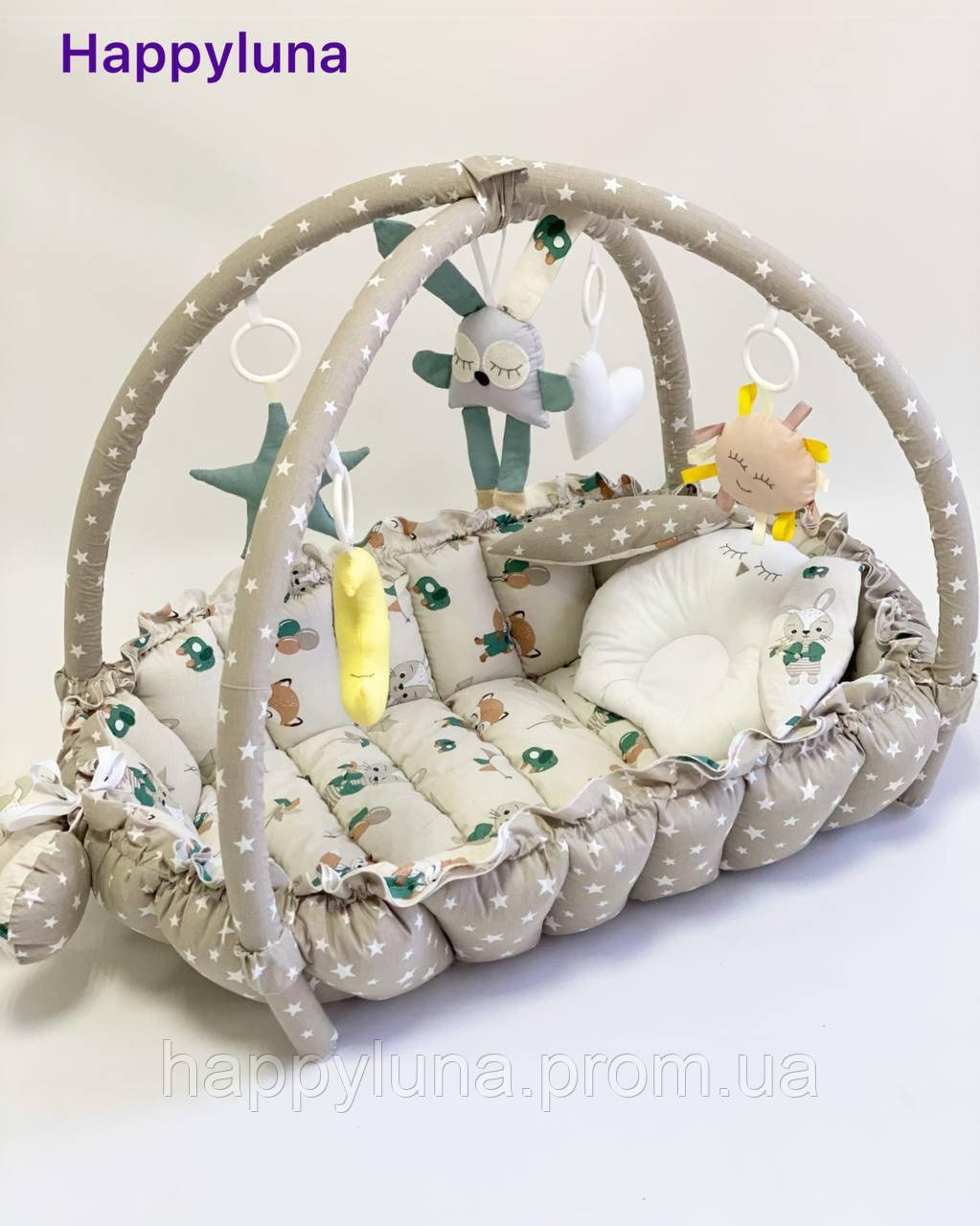 Дитячий ігровий килимок, що розвиває - Кокон гніздечко для новонародженого 2 в 1 Premium " Медведик"