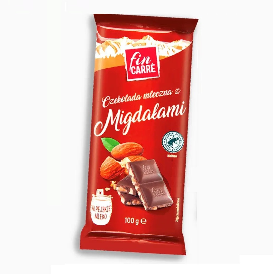 Шоколад Молочний Fin Carre z Migdalami з Мигдалем 100 г Польща