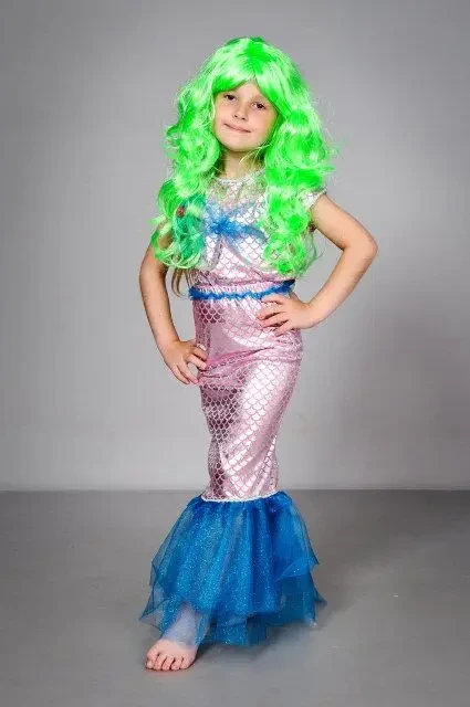 Костюм русалки рожевий голограма зрiст 116-140