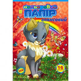 Кольоровий папір А4 глянсовий, 16 аркушів "Коленкор" KNZ